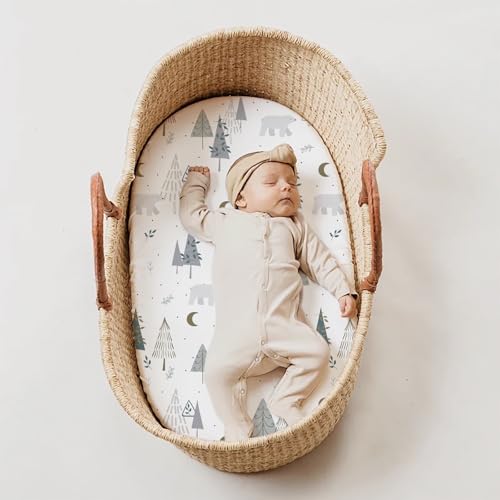 Stretch Fitted Bassinet Sheet Set BROLEX 2 Pack Cradle Sheets for Bassinet Pad (2 Count)