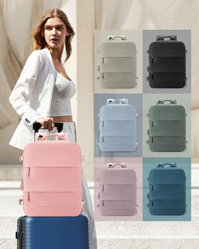 Large Travel Backpack Carry On for Women Man Gym Backpacks with Laptop Compartment Mochila de Viaje Teacher Personal Item Backpack Rucksack Airplane Accessories Must Haves Pink