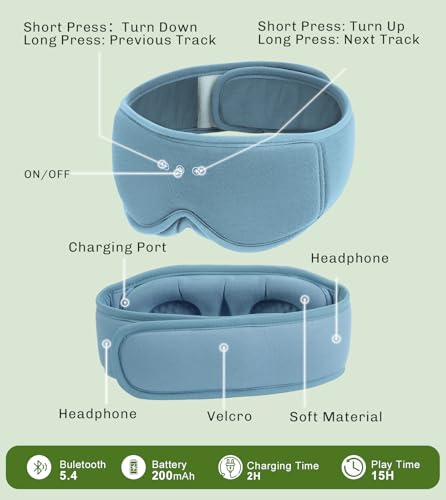 Sleep Mask with Bluetooth Headphones