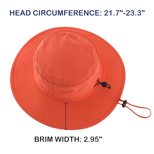 Unisex Summer Beach Hat UPF 50+ Protection Sun Hat for Hiking Fishing Outdoor Travel Hat for Women Orange