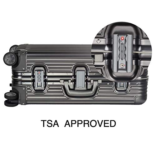 All Aluminum Carry On Luggage with TSA Locks Fashion Cool Metal Hard Shell Spinner Suitcase