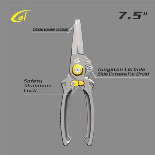 danco 7.5 Inch Aluminum Fishing Side Cutters with Sheath and Safety Lock