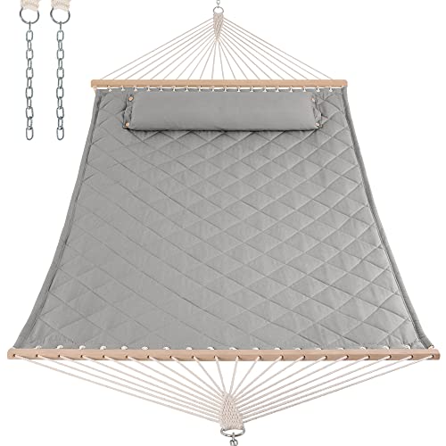 Patio Hammock with Spreader Bars and Detachable Pillow