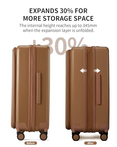 Expandable Top Opening 24 Inch Checked Luggage with Spinner Wheels