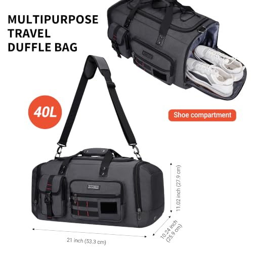 Duffle Bag for Men 3 in 1 Convertible 40L Nylon Gym Travel Backpack