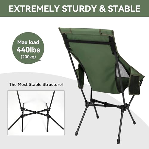 2 Pack High Back Camping Chair for Adults (2 Count)