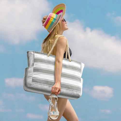 Beach Bags for Women Large Waterproof Beach Tote Bag Zipper Beach Bags Waterproof Sandproof Swim Pool Bag Large Tote