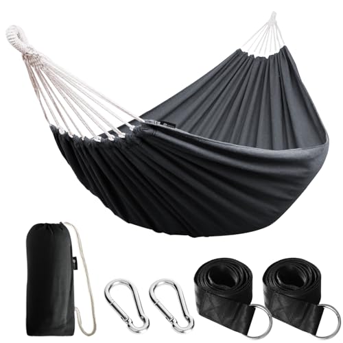 Cotton Camping Hammock Portable with Tree Straps Holds 660lbs