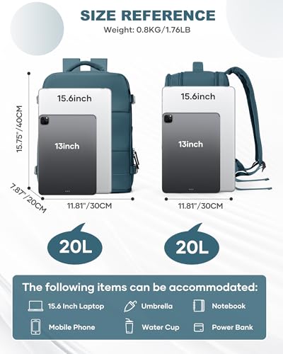 Travel Backpack Carry On for Women Man Gym Backpack with Laptop Compartment Mochila de Viaje Teacher Personal Item Backpacks Airplane Accessories Must Haves Peacock Blue