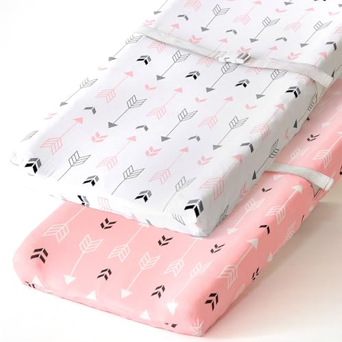 Stretchy Changing Pad Covers BROLEX 2 Pack Jersey Knit Changing Table Covers for Girls Boys (2 Count)