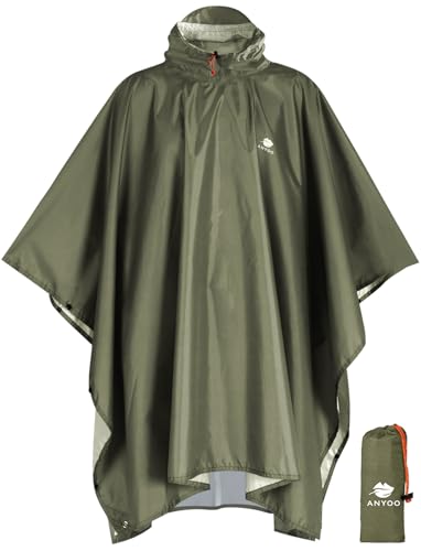 Hooded Rain Poncho for Adult Waterproof Lightweight Raincoat