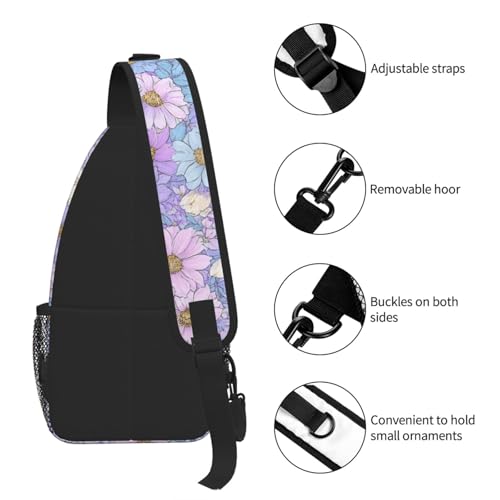 Sling Bag Daisy Flower Pastel Color Hiking Daypack Crossbody Shoulder Backpack Travel Chest Pack for Men Women