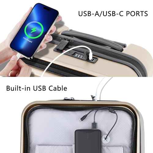 Carry On Luggage with Front Pocket & USB Port
