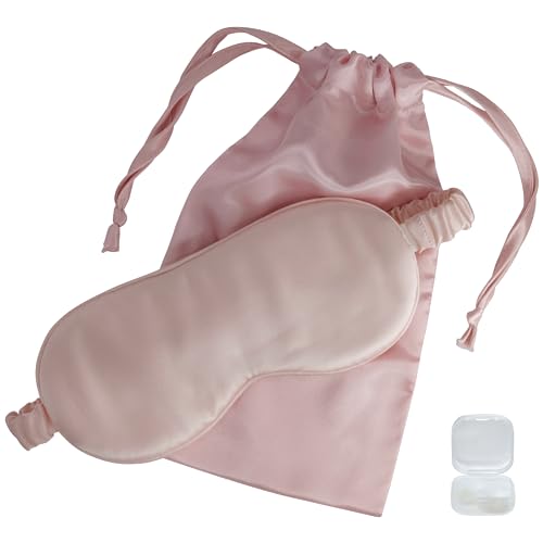 Mulberry Soft Silk Eye Mask for Sleeping with Ear Plugs & Luxury Bag