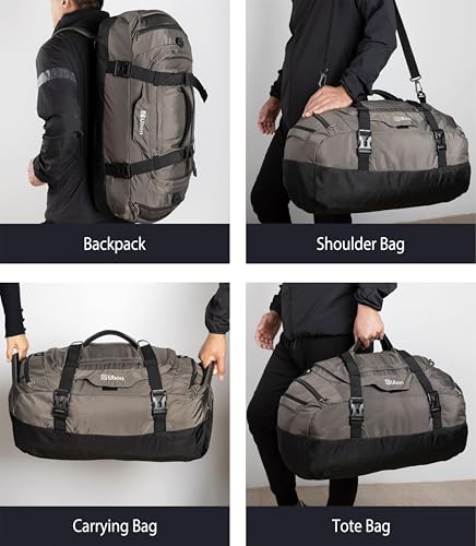 Large Convertible Duffel Weekender Gym Backpack Grey 45L