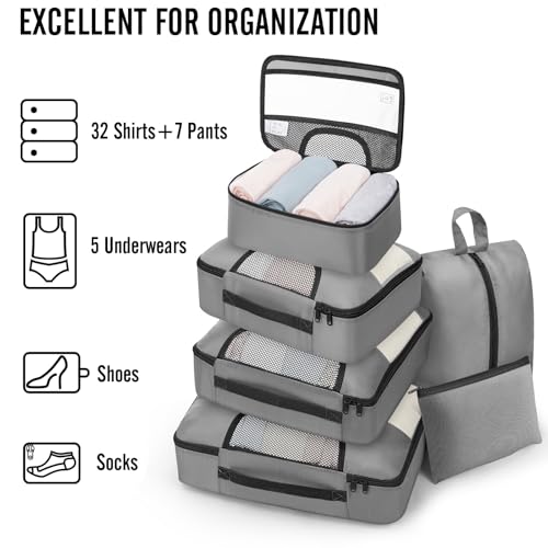8 Set Packing Cubes for Travel Essentials (8 Count)