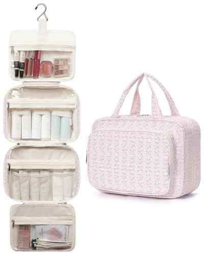 Travel Toiletry Bag for Women Large Hanging Makeup Bag Organizer Toiletries Bag for Full Size Essentials Accessories Cosmetics