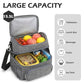 Double Layer Cooler Insulated Lunch Bag Adult Lunch Box Large Tote Bag for Men (Gray)