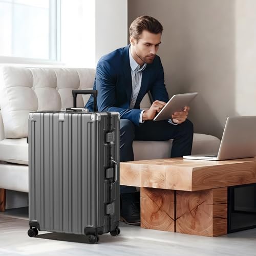 Zipperless Luggage 28inch Checked Hard Shell Suitcases with Wheels