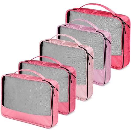 5 Pcs Packing Cubes for Suitcase Large Travel Cubes Carry on Luggage Organizer Bags for Clothes Accessories (5 Count)