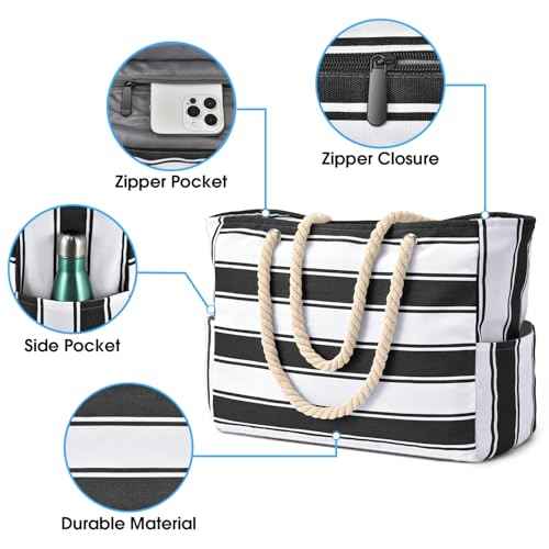 Beach Bags for Women Large Waterproof Beach Tote Bag Zipper Waterproof Sandproof Swim Pool Bag