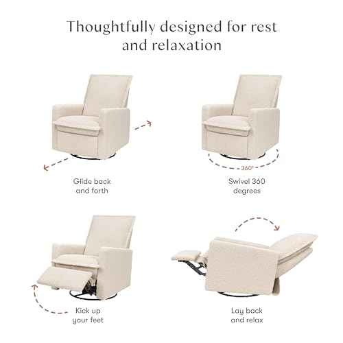Cali Flange Recliner and Swivel Glider in Almond Teddy Loop