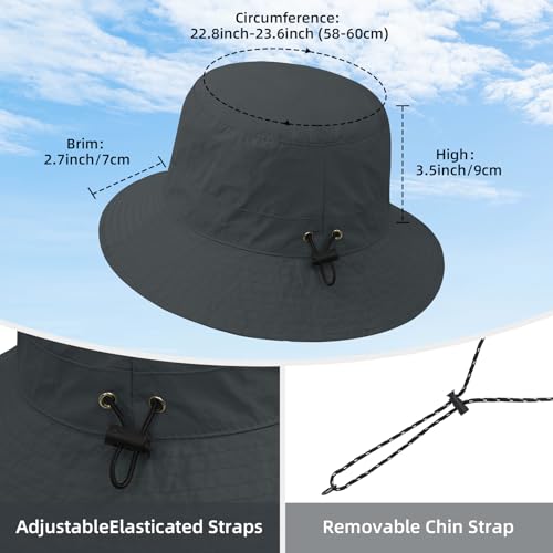 Waterproof Bucket Hats for Woman UPF 50+ Sun Hat UV Protection Packable Rain Hats for Women Lightweight Hiking Hat Gray One Size