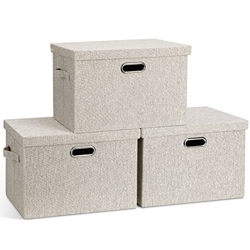 Large Quart Collapsible Stackable Storage Bins with Lids (3 Count)