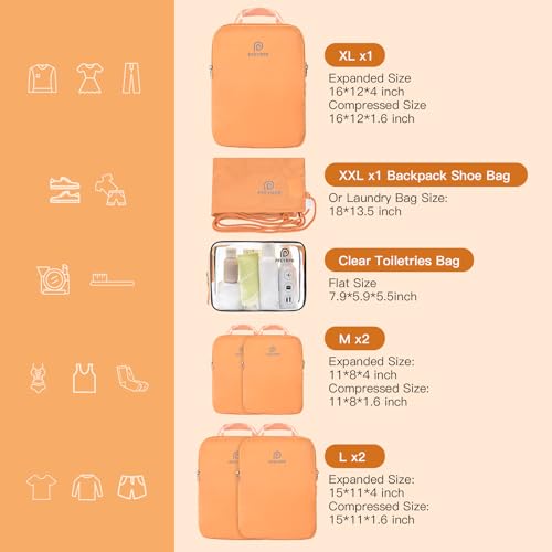 Lightweight Compression Packing Cubes for Suitcases (7 Count)