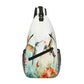 Sling Bag Hummingbird Flower Watercolor Hiking Daypack Crossbody Shoulder Backpack Travel Chest Pack for Men Women