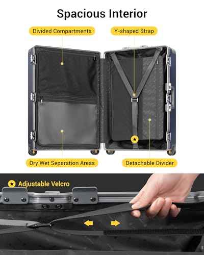 Zipperless Large Suitcase with Wheels Checked Luggage 28 Inch