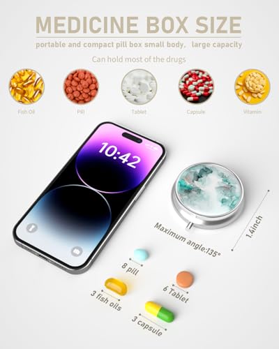 Pill Box 3 Compartment Portable Travel Medicine Box with Mirror