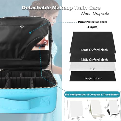 Travel Makeup Bag Cosmetic Bag with Lighted Mirror