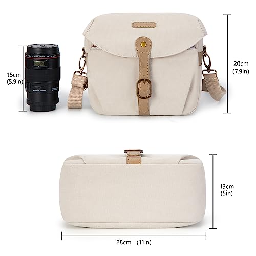 Canvas Crossbody Camera Bag with Rain Cover Women Men