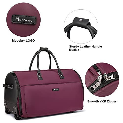 3-in-1 Rolling Garment Duffle Bag with Wheels, 25in Red