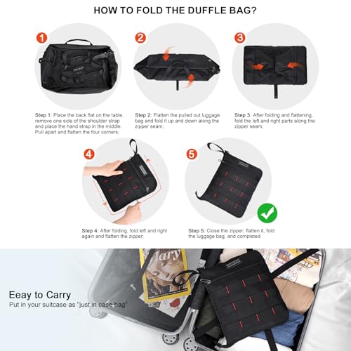 Foldable Duffle Bag for Men Large 65L Travel with Shoe Compartment