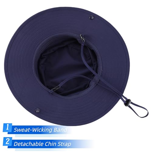 UPF 50+ UV Protection Sun Hat for Men Women Waterproof Bucket Hat for Fishing Hiking Camping Safari Hat Navy Blue
