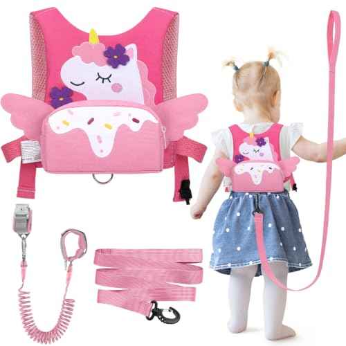 3 in 1 Toddler Harness Leash with Key Lock for Girls Cute Unicorn