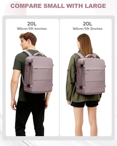 Travel Backpack Carry On for Women Man Gym Backpacks with Laptop Compartment Mochila de Viaje Teacher Personal Item Backpack Rucksack Airplane Accessories Must Haves Pink Purple Small