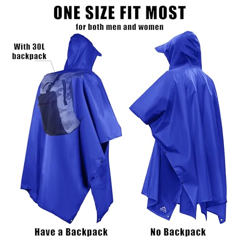 Hooded Rain Poncho Lightweight Waterproof Unisex Raincoat Jacket with Pocket for Men Women Adult
