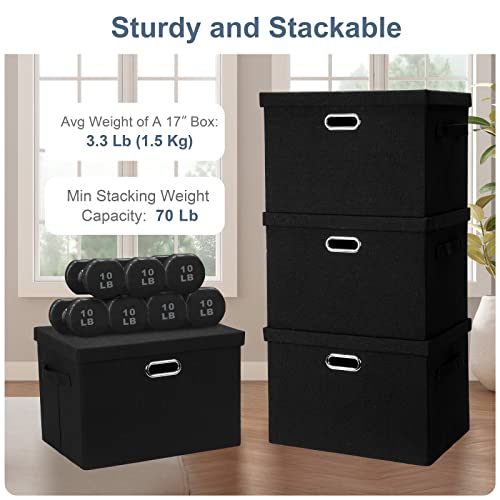 Large 17" 36 Quart Collapsible Stackable Storage Bins with Lids (5 Count)