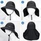 Cooling Sun Hat for Men Women UPF50+ Wide Brim Fishing Hat with Neck Flap Adjustable Foldable Bucket Hat for Hiking Black