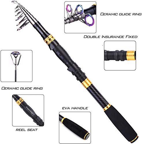 Fishing Rod Reel Combos Carbon Fiber Telescopic Pole with Spinning Reel Line Lures