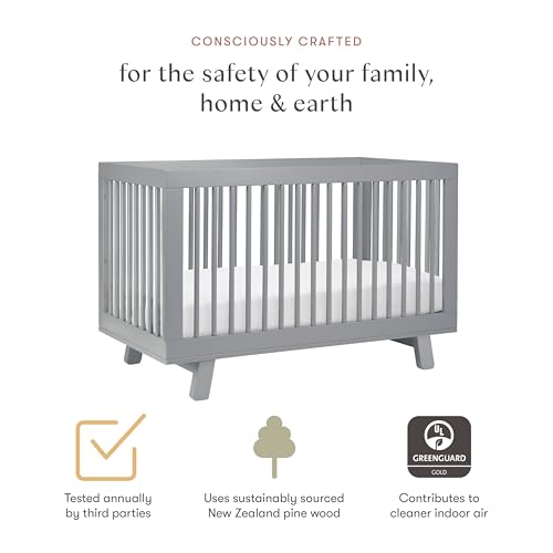 Hudson 3-in-1 Convertible Baby Crib, Grey