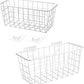2 Set LeleCAT Hanging Wall Basket Organizer Over the Cabinet Door Adhesive Wire Baskets for Organizing Kitchen Food Pantry Bathroom Shelf Storage No Drilling Wall Mounted,White