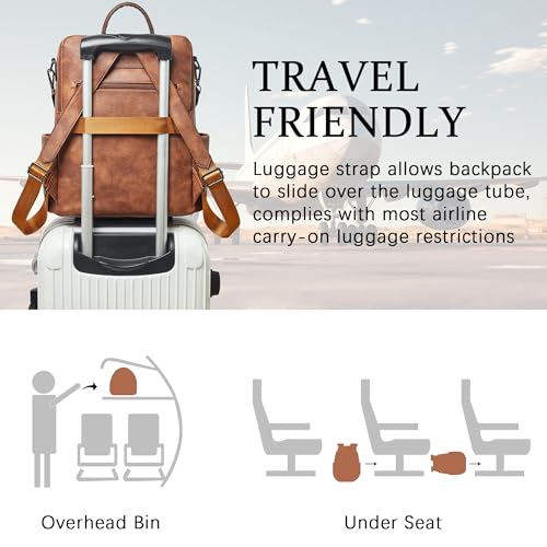 Vegan Leather Laptop Backpack for Women 15.6 inch Work Backpack Fashion Travel Backpack Purse for Travel College Work