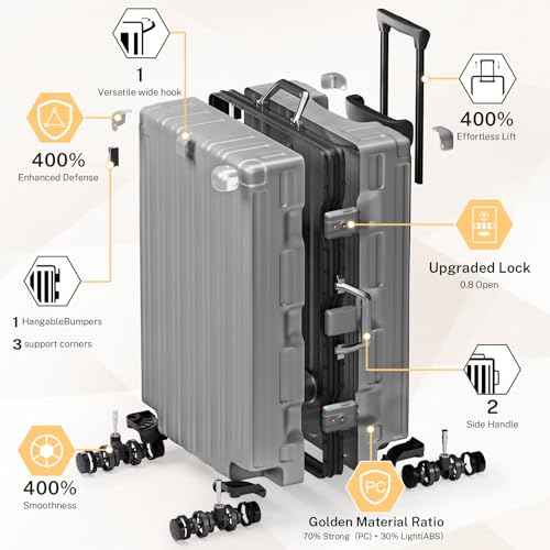 Zipperless Luggage 28inch Checked Hard Shell Suitcases with Wheels