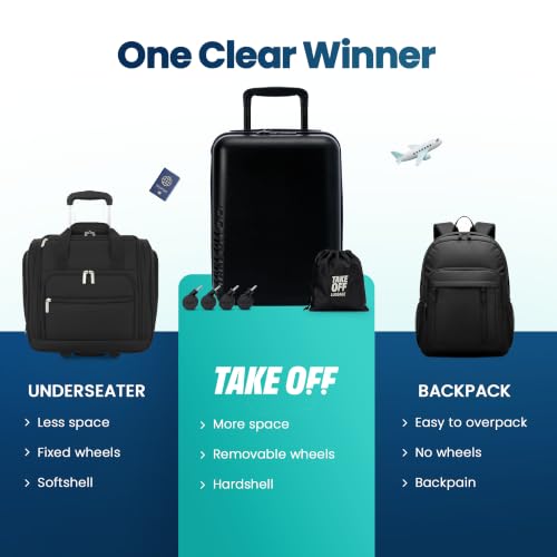TAKE OFF 16 Inch Personal Item Suitcase MINI Removable Wheels Underseat Bag