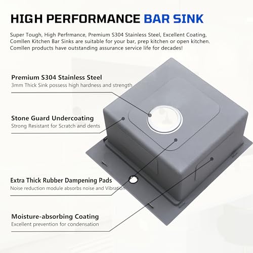 17x19 Inch Drop in Bar Sink Brushed Nickel