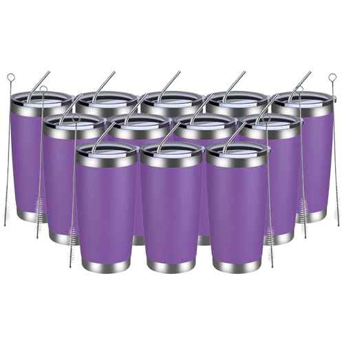20oz Tumbler 12 Pack Double Wall Vacuum Insulated Travel Mug Bulk (12 Count)